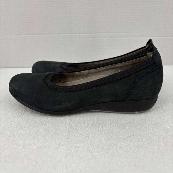 Dansko Women's Kristen Loafer Size EU 38 Black Suede Low Wedge Heel Slip On - Picture 3 of 10